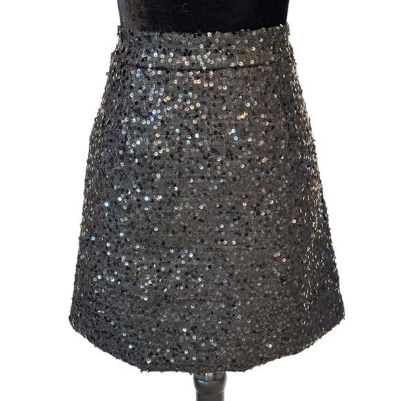 A-Line Black Sequin Skirt - Picture 1 of 7